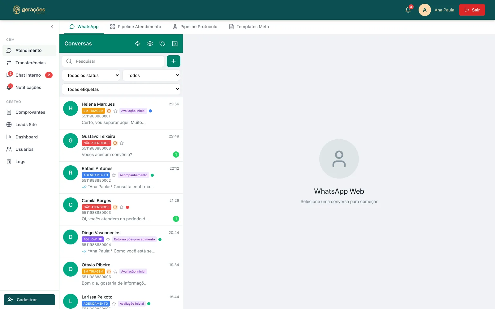 Gerações CRM - WhatsApp Patient Care