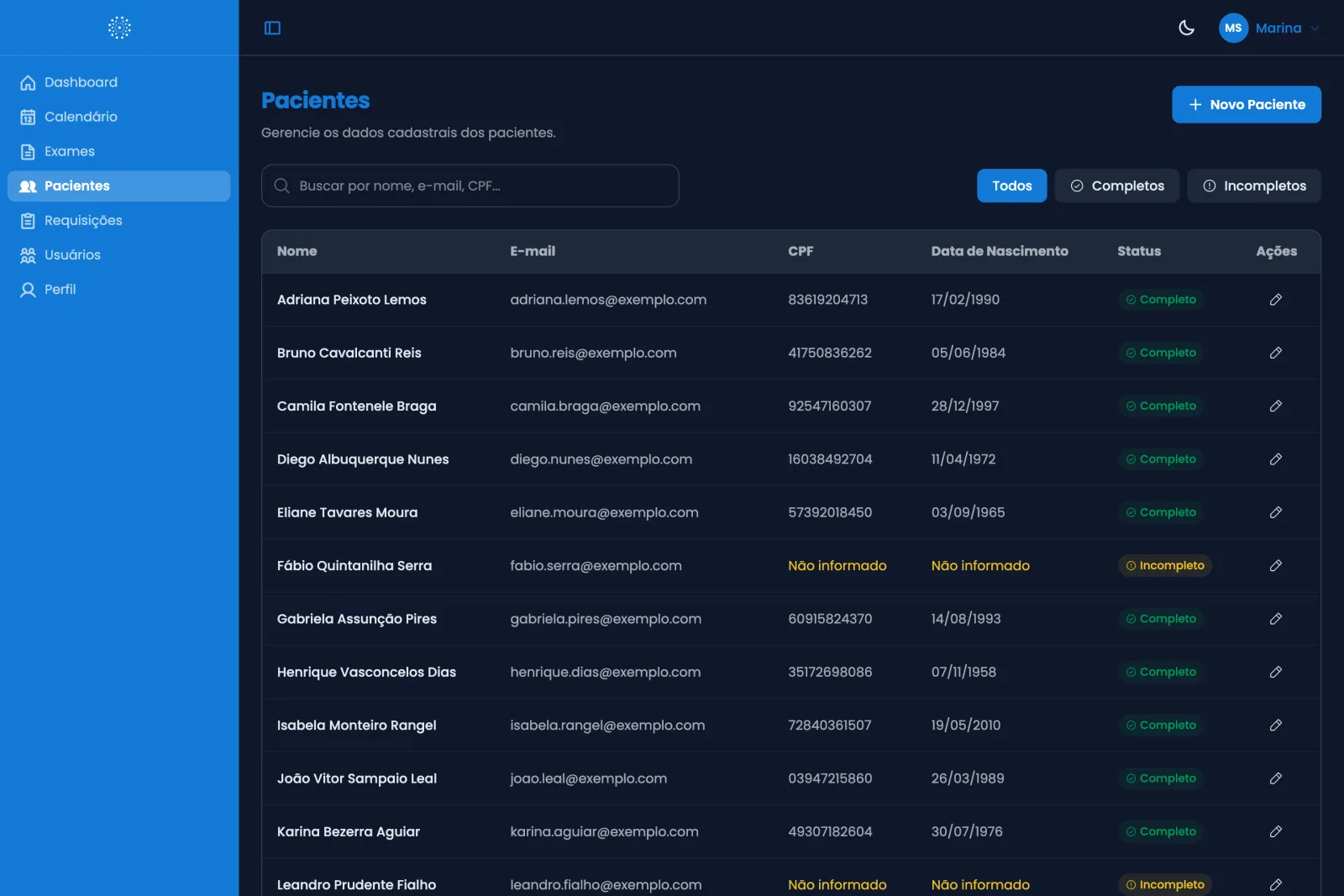 InCer - Exam Management screen 3